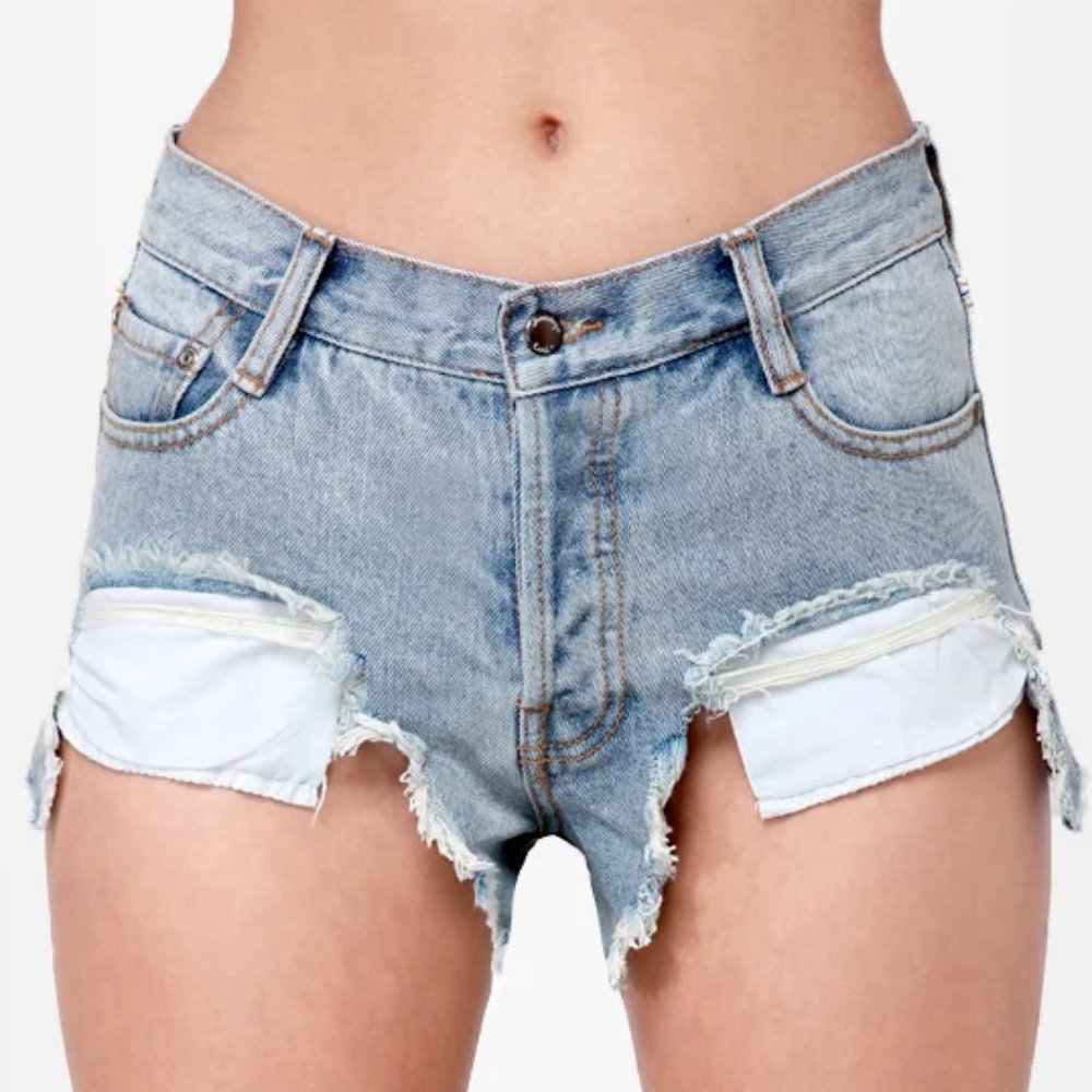 Somedays Lovin NWT Booty Call Destroyed Denim Shorts size XS